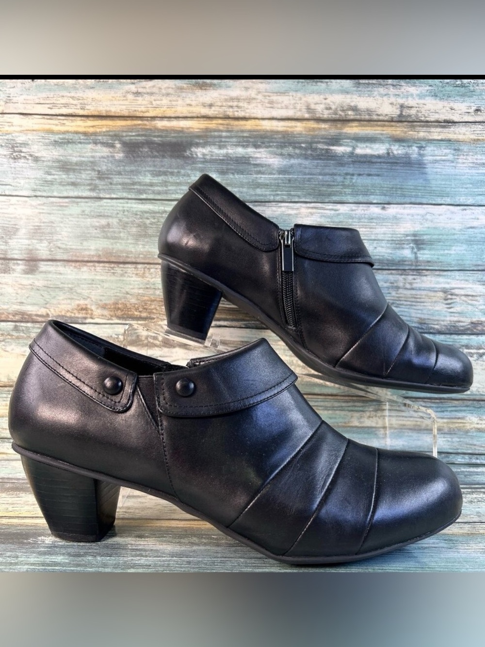 Drew Womens Ashton Ankle Booties Size 11 Wide Black Leather Zip Up Shootie